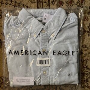 American Eagle Outfitters Men's Sky Blue Button Down Shirt